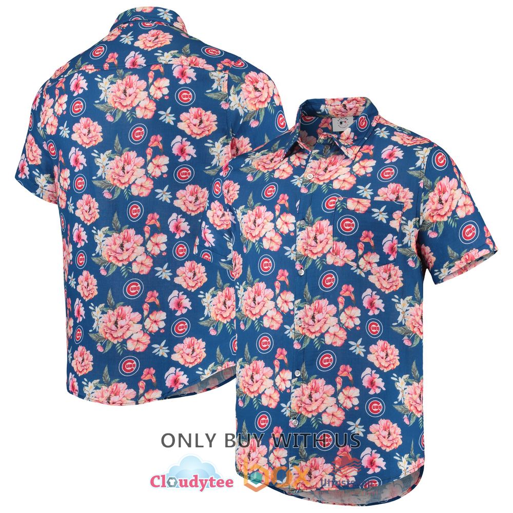 chicago cubs flower navy hawaiian shirt 1 11382