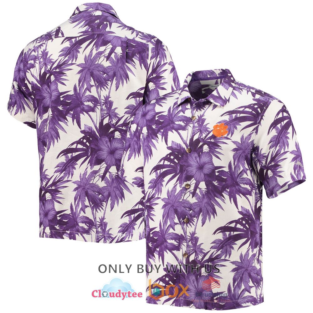 clemson tigers tommy bahama harbor island hibiscus hawaiian shirt 1 62780