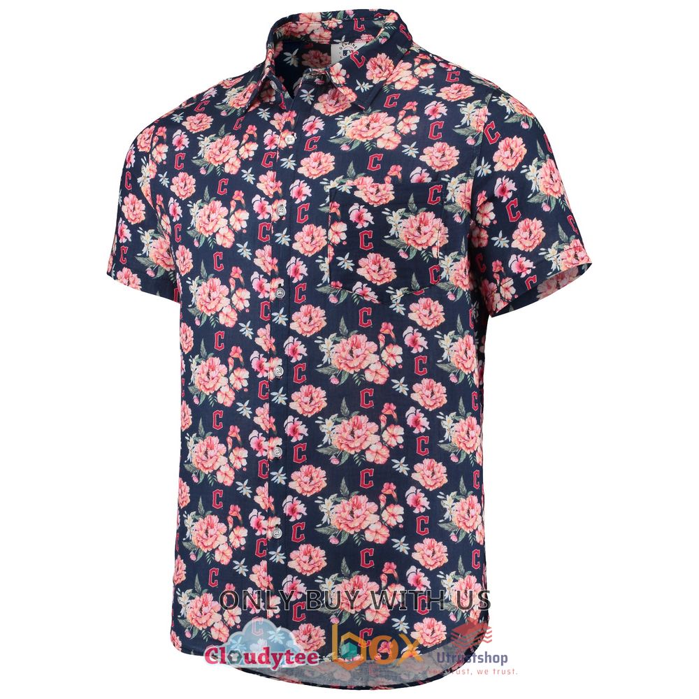 cleveland guardians flower navy hawaiian shirt 2 41076