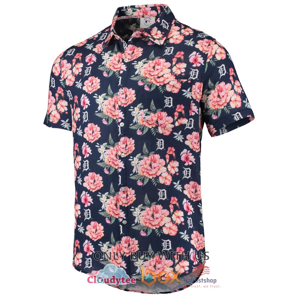 detroit tigers flower navy hawaiian shirt 2 32579