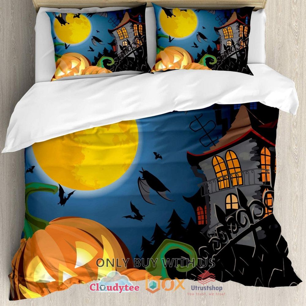 gothic halloween haunted house party bedding set 1 17929