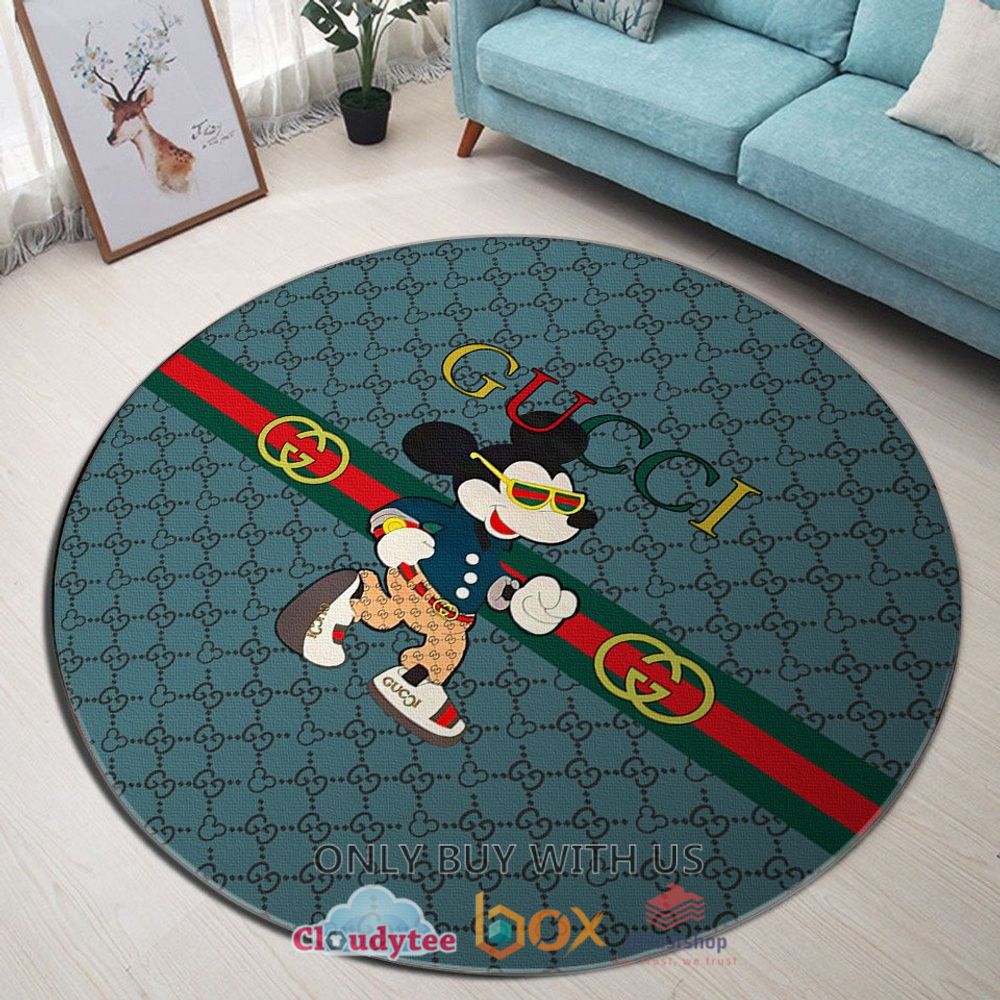 gucci mickey mouse blue color pattern rug 1 84221