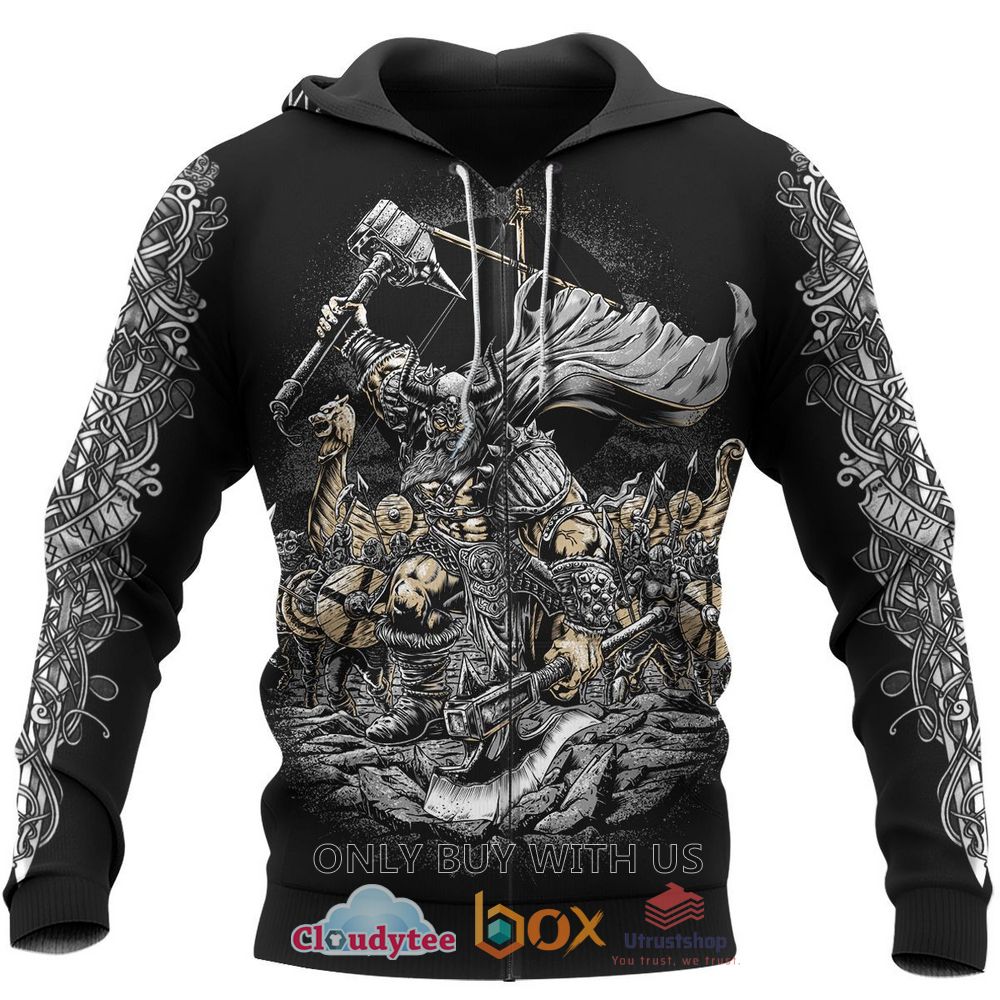 hammer viking warrior viking 3d hoodie zip hoodie 2 94374
