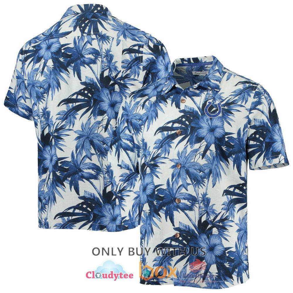 indianapolis colts tommy bahama harbor island hibiscus blue hawaiian shirt 1 64716