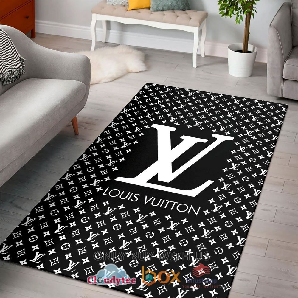 louis vuitton black white pattern color rug 1 49378