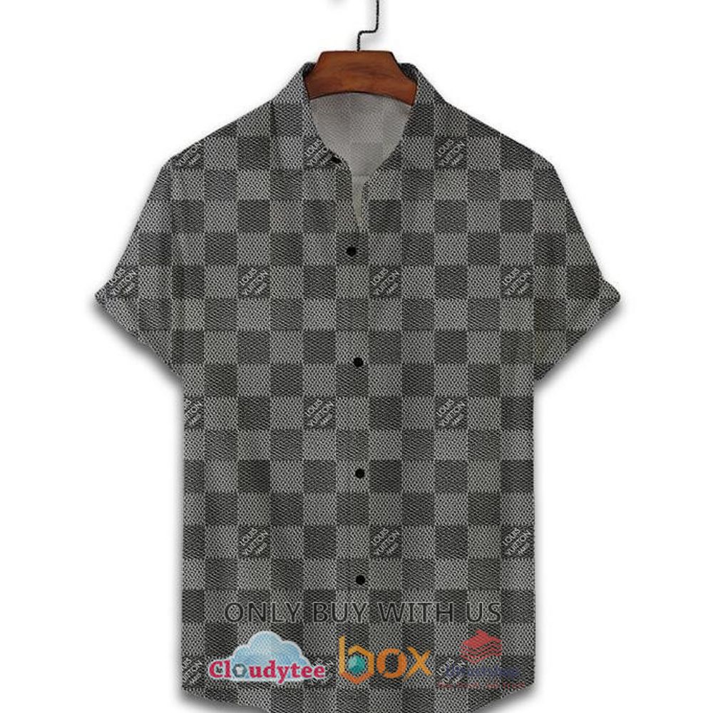 louis vuitton damier grey hawaiian shirt short flip flops 2 54309