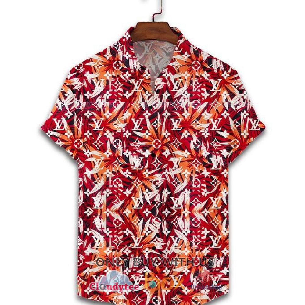 louis vuitton red white hawaiian shirt short flip flops 2 56003