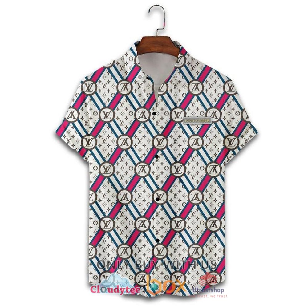 louis vuitton white pattern hawaiian shirt short flip flops 2 97795