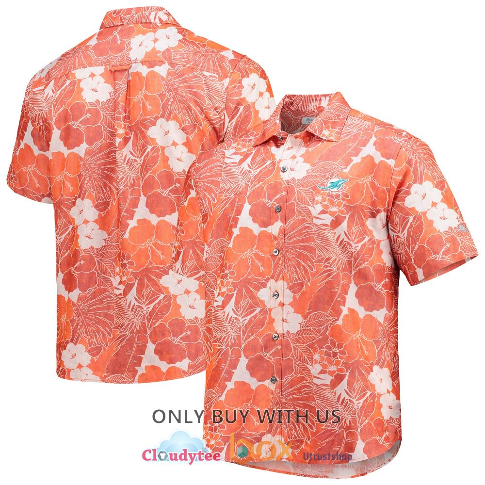 miami dolphins tommy bahama hibiscus hawaiian shirt 1 80068