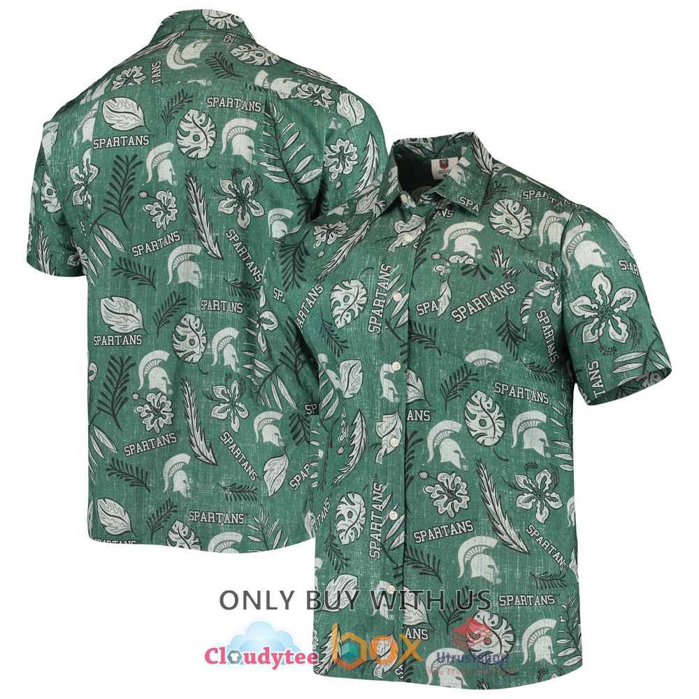michigan state spartans wes and willy vintage floral hawaiian shirt 1 54609