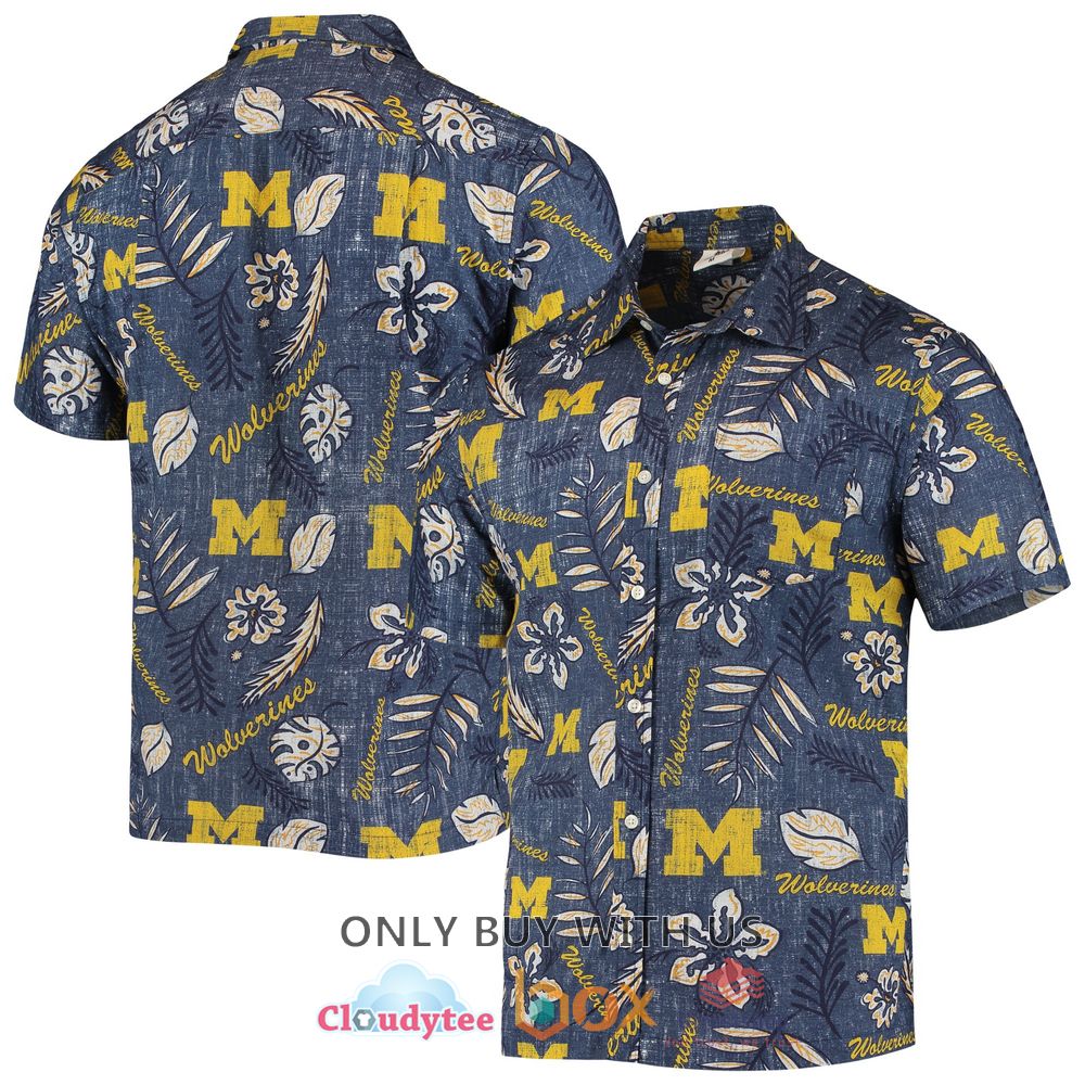 michigan wolverines wes and willy vintage floral hawaiian shirt 1 81653
