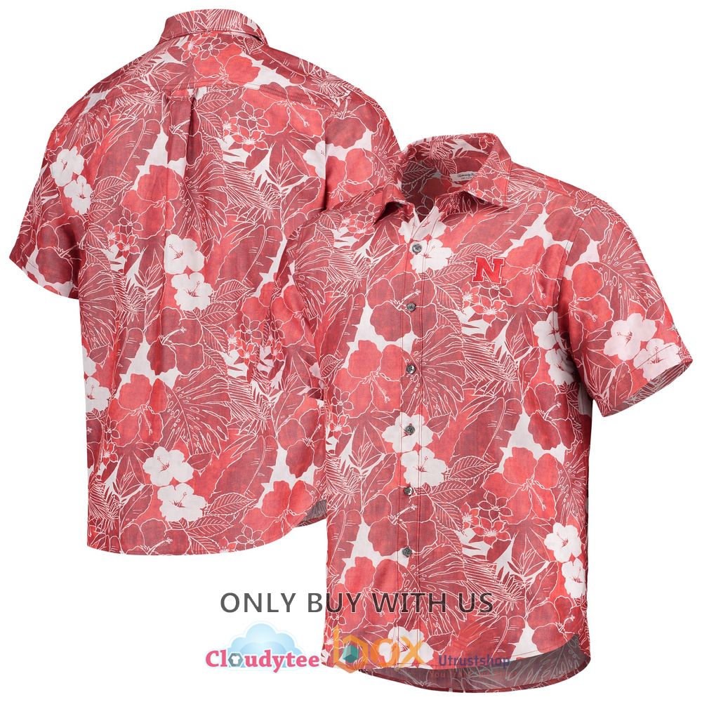 nebraska huskers tommy bahama hibiscus hawaiian shirt 1 74428