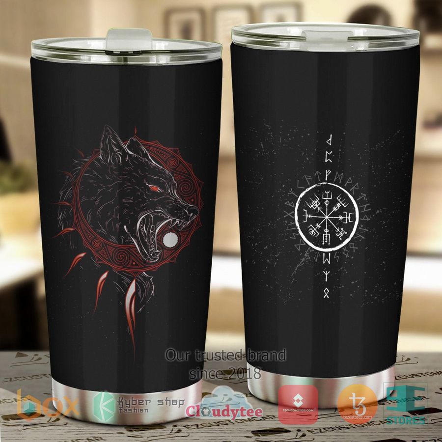 new red eyed wolf animal steel tumbler 1 2244