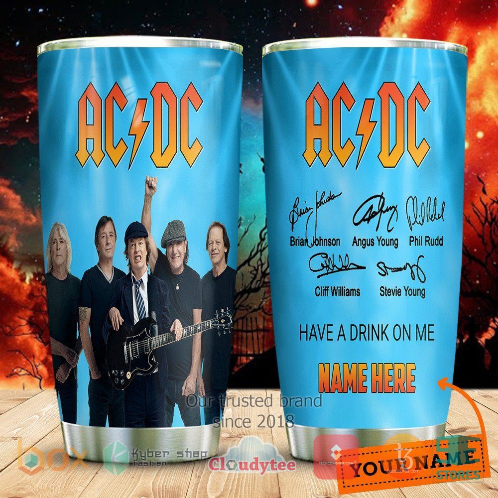 personalized ac dc have a drink on me sign characters names blue tumbler 1 82508