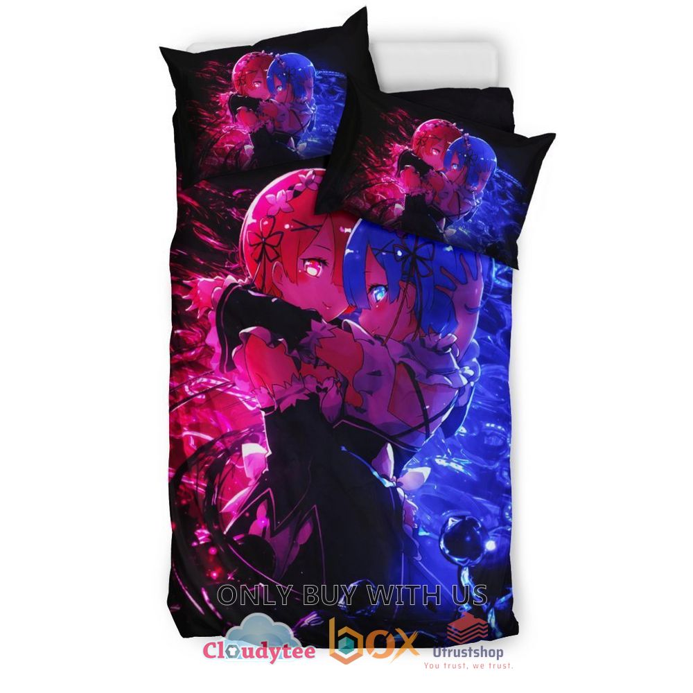rem and ram re zero starting life in another world anime bedding set 2 40949