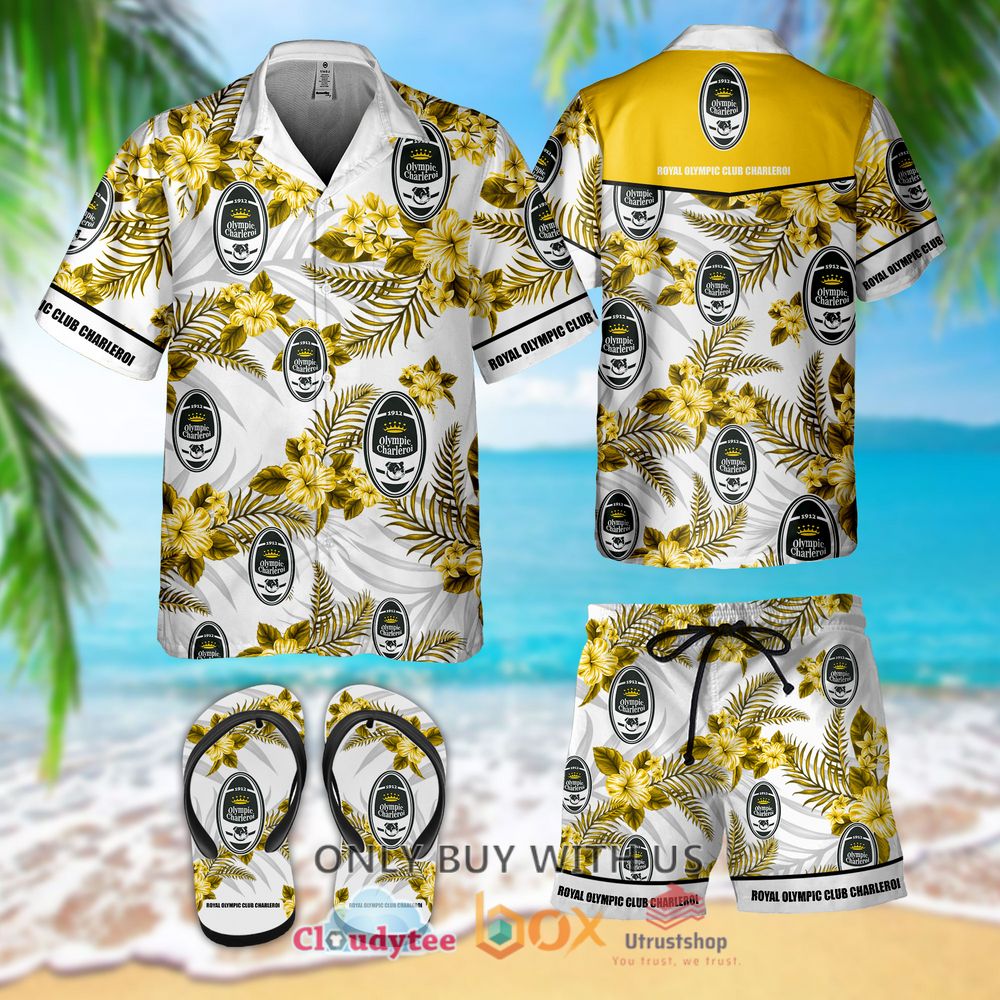 royal olympic club charleroi hawaiian shirt short flip flops 1 1302