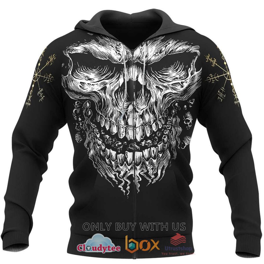 skull vegvisir viking 3d hoodie zip hoodie 2 81402