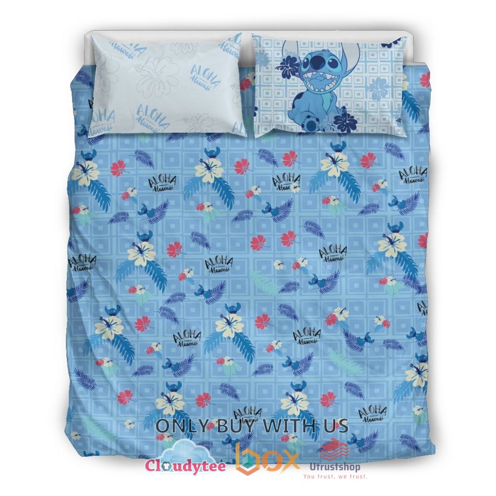 stitch disney flower blue bedding set 1 6317