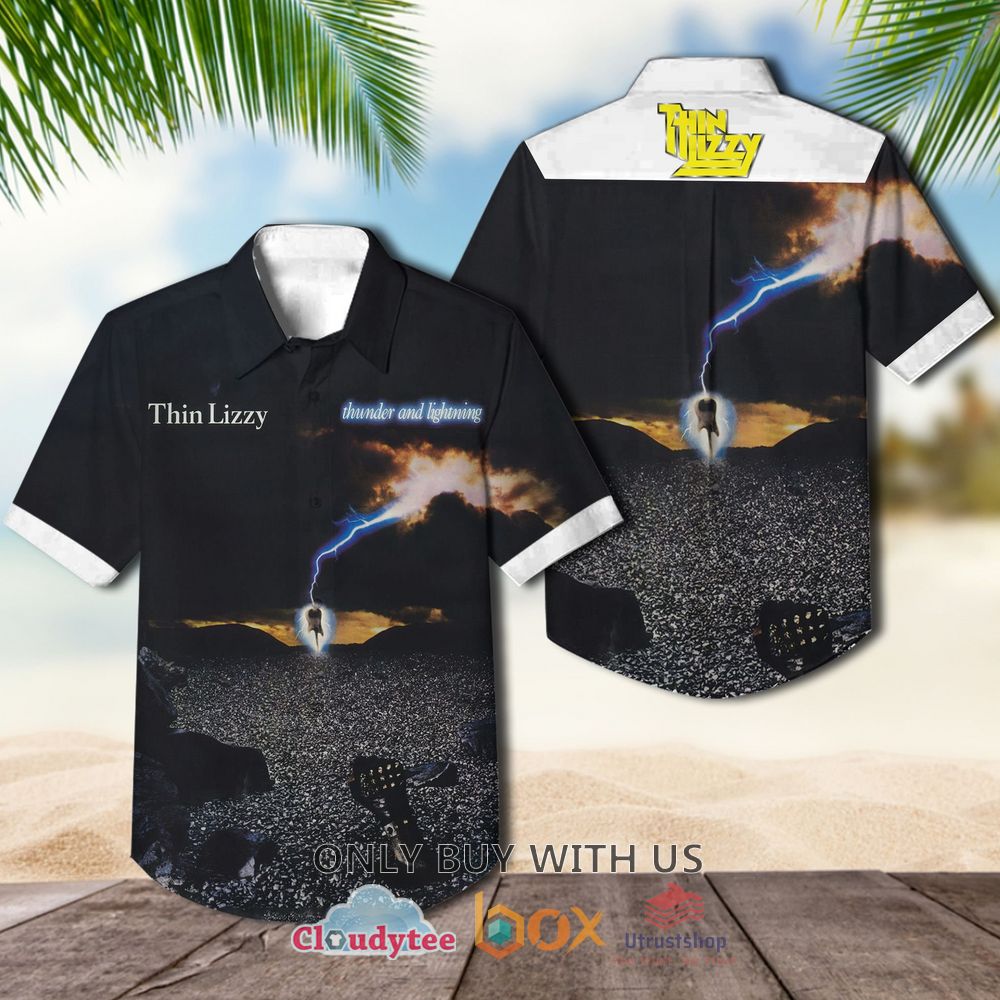 thin lizzy thunder and lightning 1983 casual hawaiian shirt 1 91427