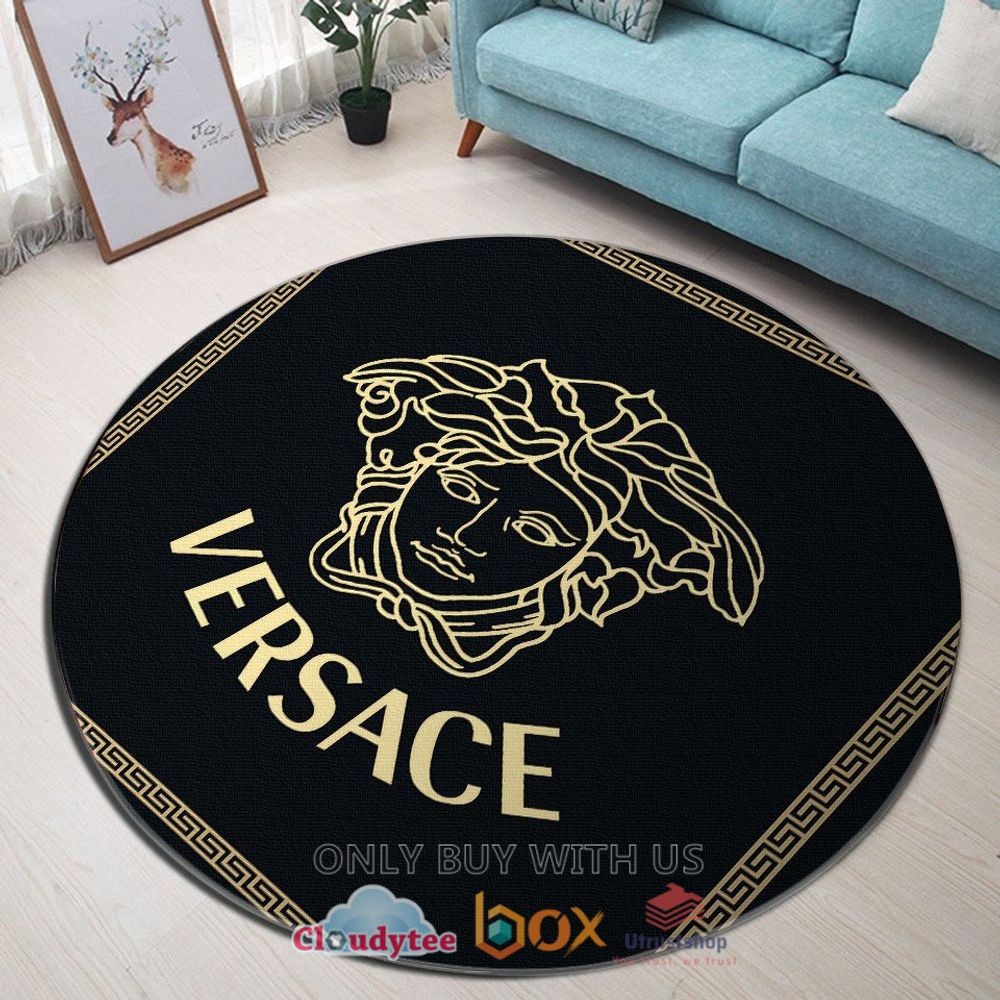 versace black medusa pattern rug 1 83320