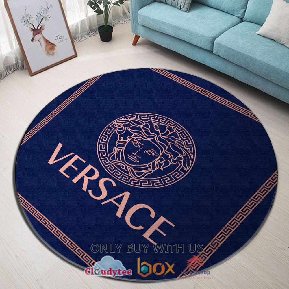 versace blue medusa pattern rug 1 2503
