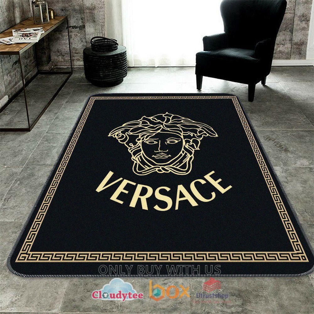 versace medusa pattern black color rug 1 18258