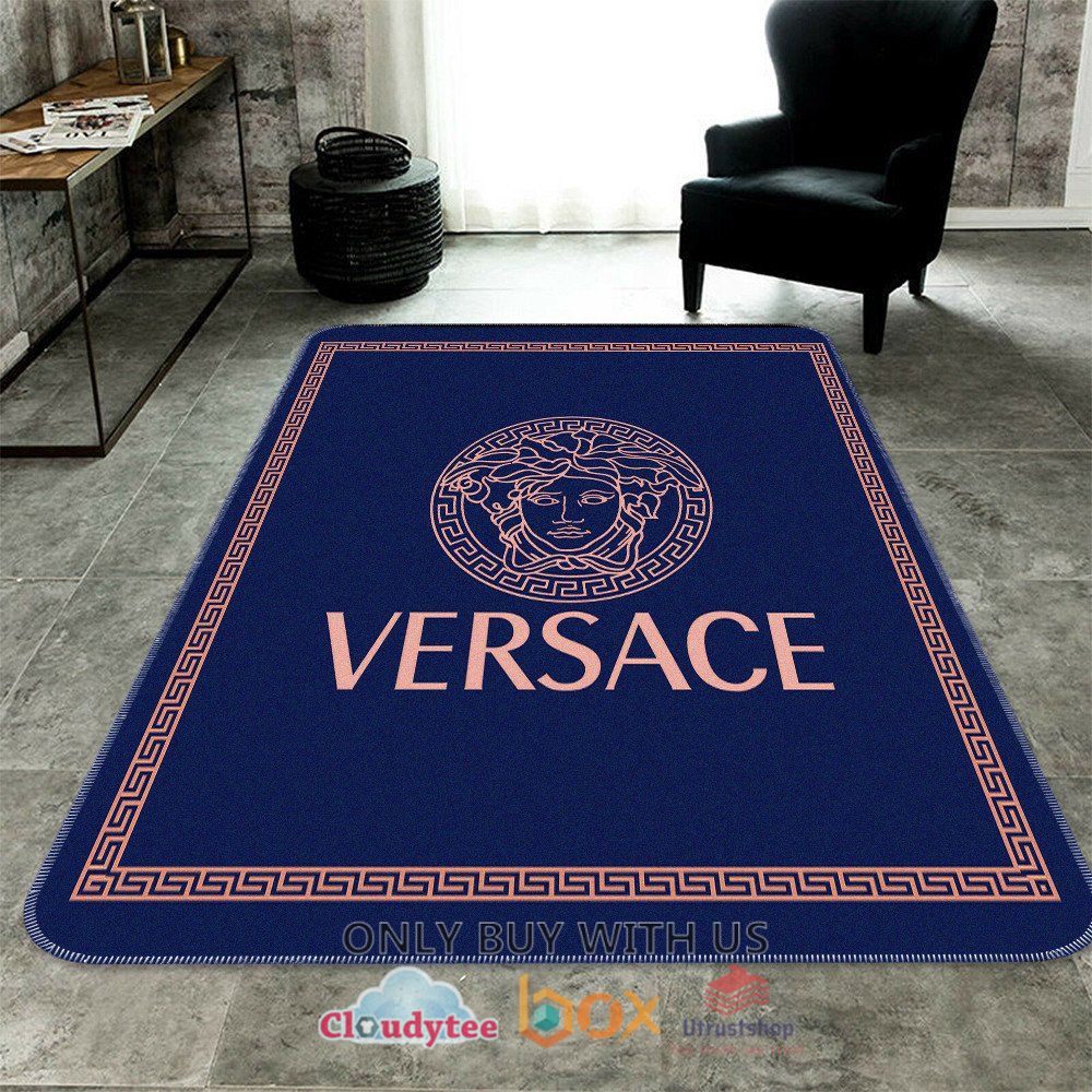 versace medusa pattern blue rug 1 5066
