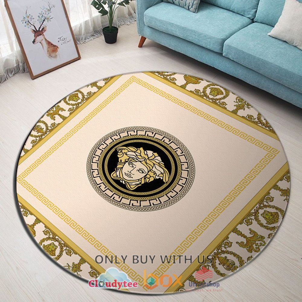 versace medusa pattern yellow cream color rug 1 36807