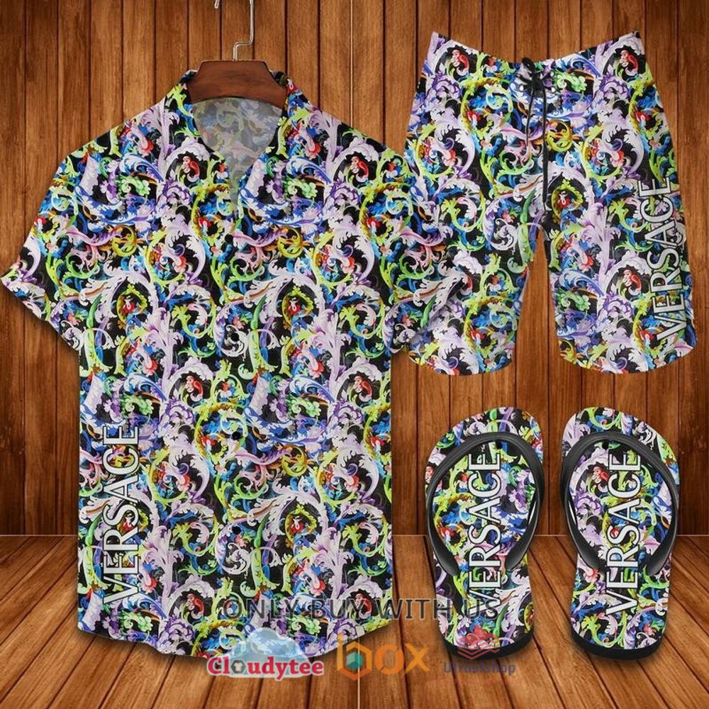 versace multicolor hawaiian shirt short flip flops 1 47832