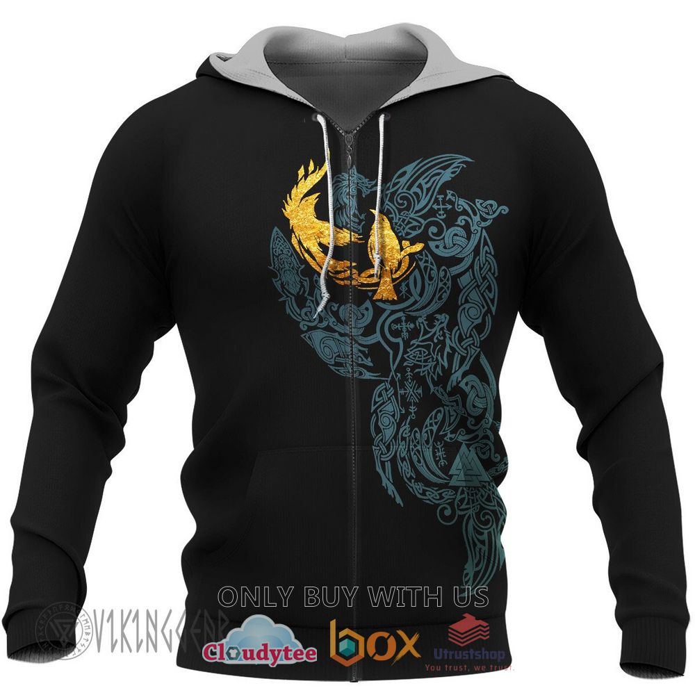viking raven and yggdrasil viking 3d hoodie zip hoodie 2 41511