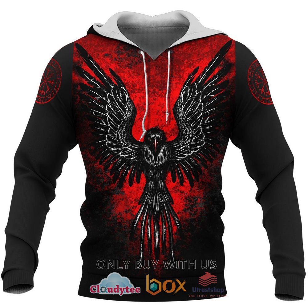viking raven in fire viking 3d hoodie zip hoodie 1 36900