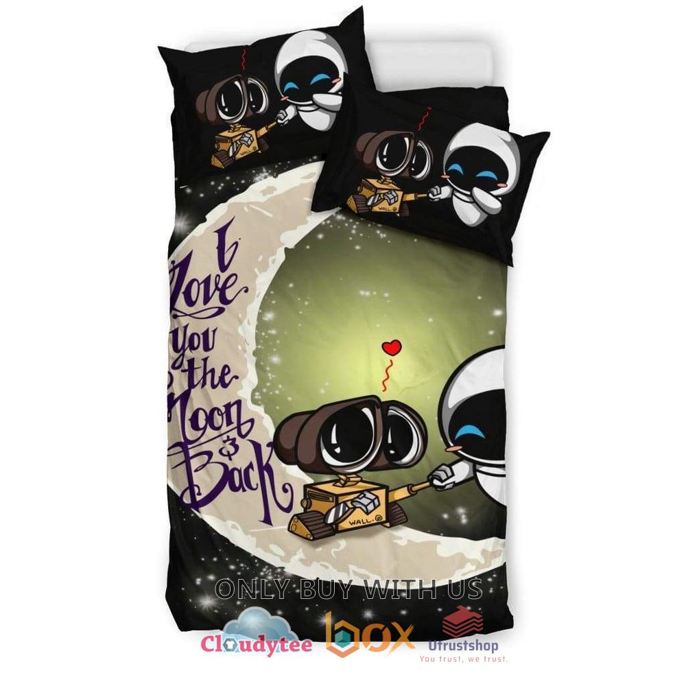 wall e and eve i love you to the moon and back bedding set 2 34500