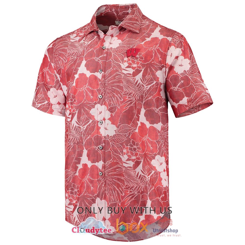 wisconsin badgers tommy bahama hibiscus hawaiian shirt 2 84501