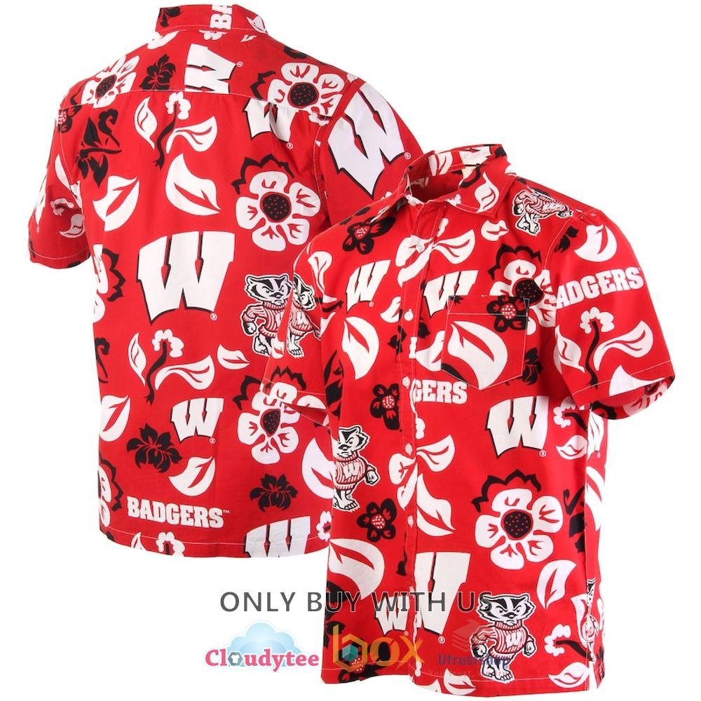 wisconsin badgers wes and willy floral hawaiian shirt 1 21241