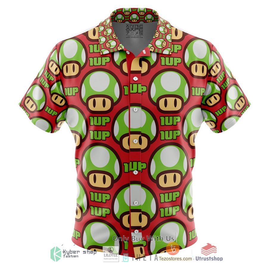1up mushroom super mario short sleeve hawaiian shirt 1 90022