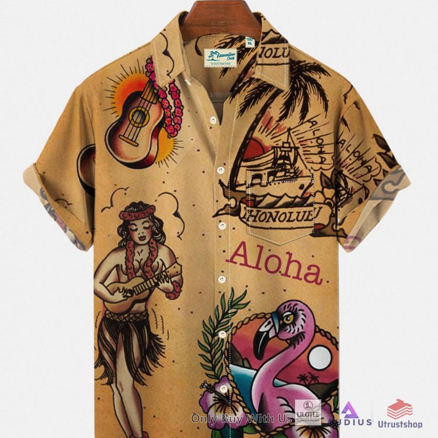 50s retro hula garland wrinkle hawaiian shirt 1 86253