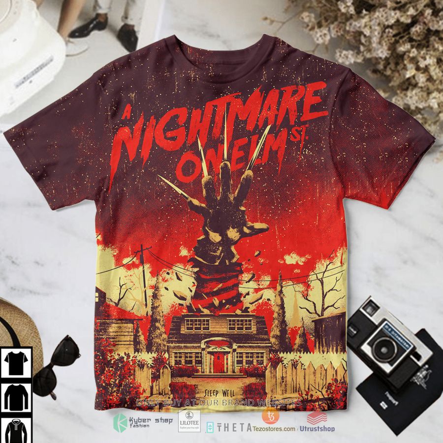 a nightmare on elm street burning house 3d all over t shirt 1 3572