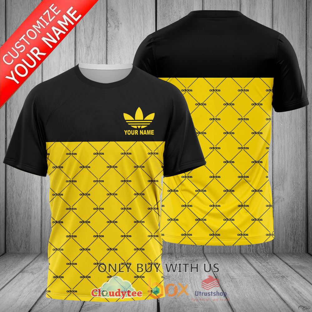 adidas black yellow custom name 3d t shirt 1 73202