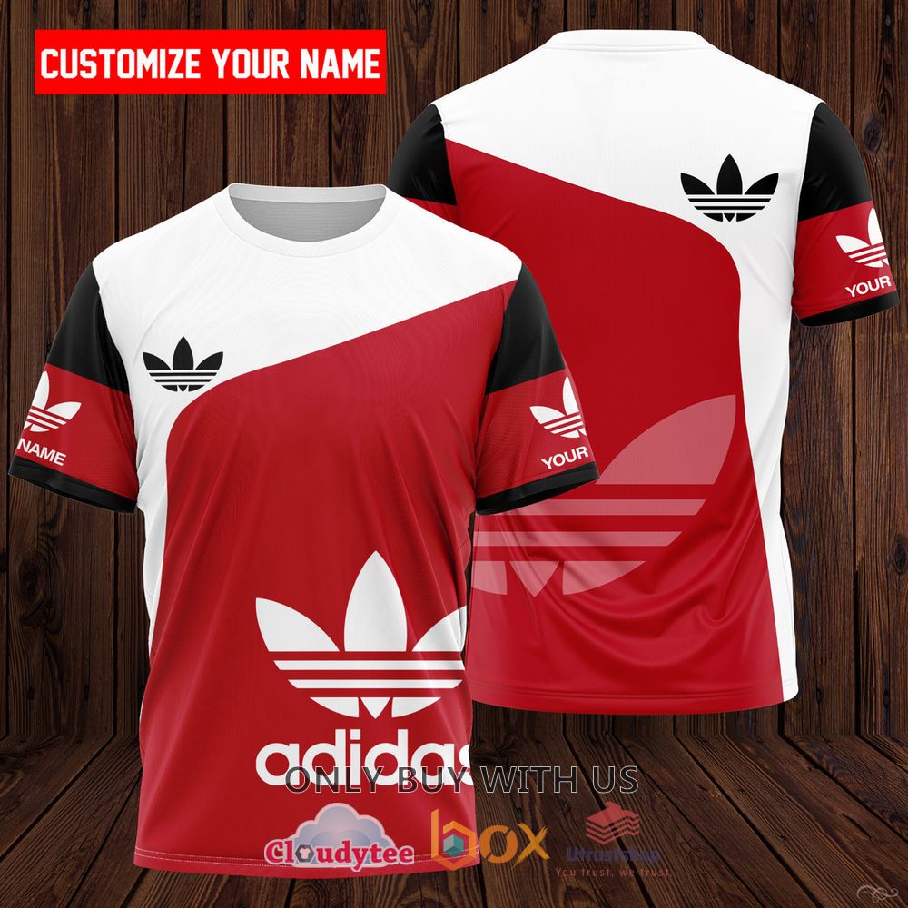 adidas red white logo custom name 3d t shirt 1 57912