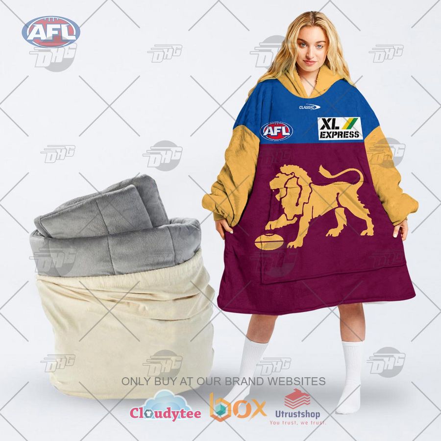 afl brisbane lions personalized fleece hoodie blanket 1 91341