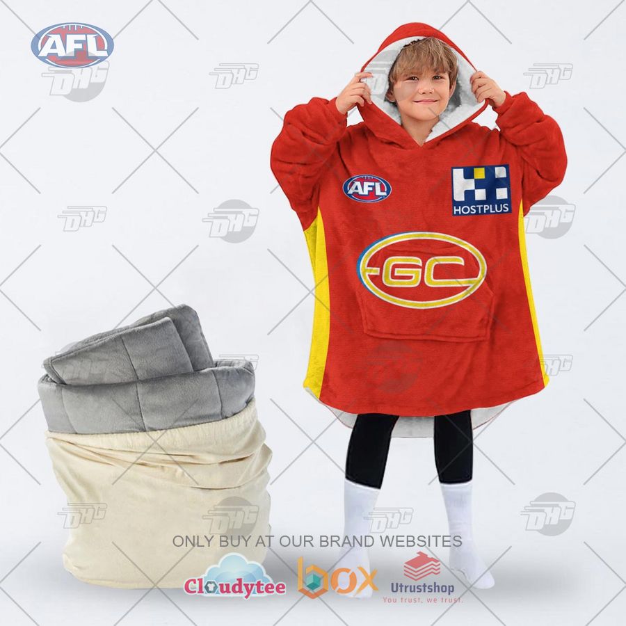 afl gold coast suns football club personalized fleece hoodie blanket 2 12475