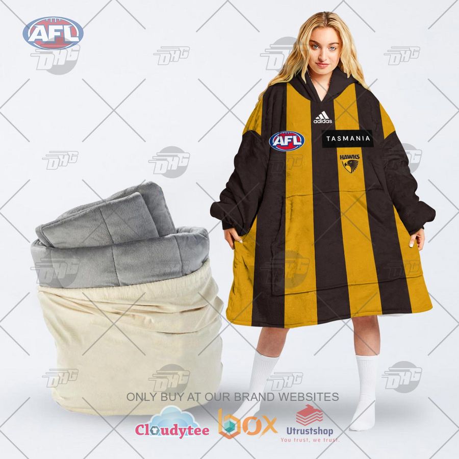 afl hawthorn football club personalized fleece hoodie blanket 1 9118