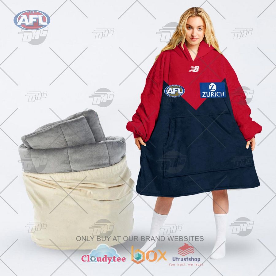 afl melbourne football club personalized fleece hoodie blanket 1 18640