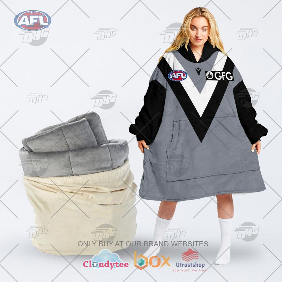 afl port adelaide football club personalized fleece hoodie blanket 1 8599