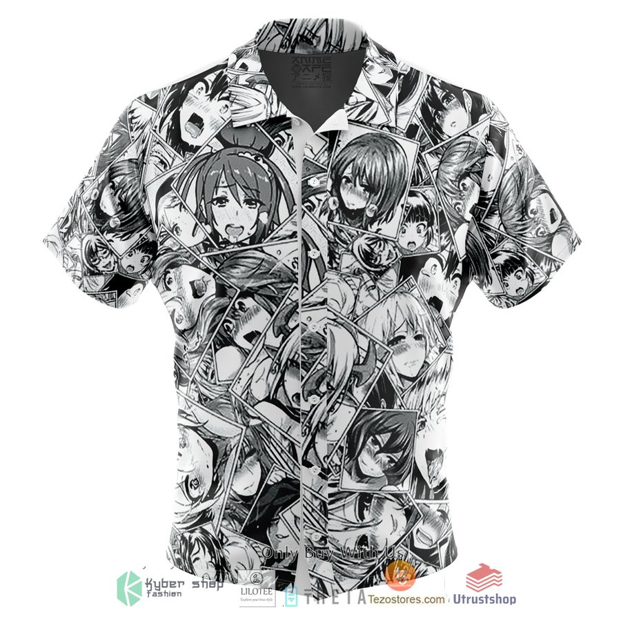ahegao anime collage short sleeve hawaiian shirt 1 28793