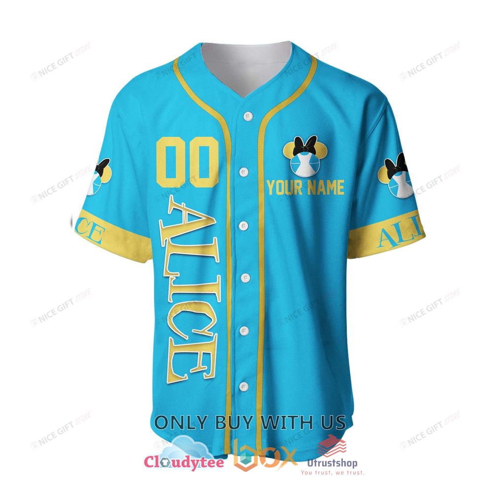 alice in wonderland cartoon personalized blue baseball jersey shirt 2 25838