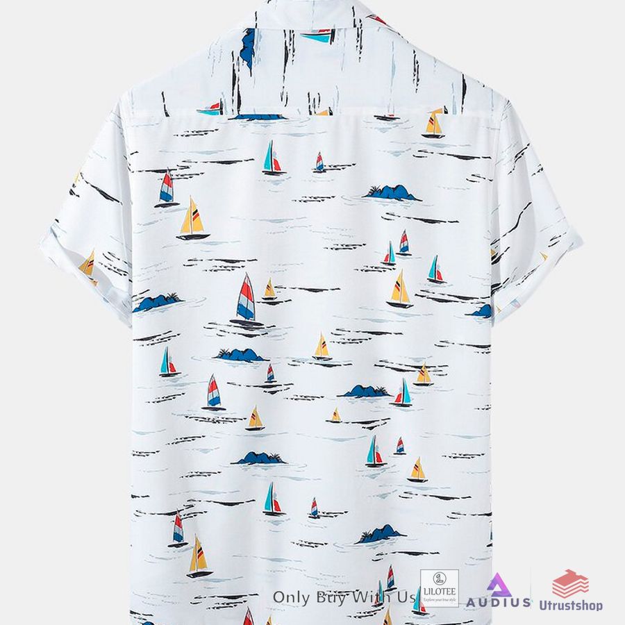 all over sailboat print revere collar hawaiian shirt 2 35741