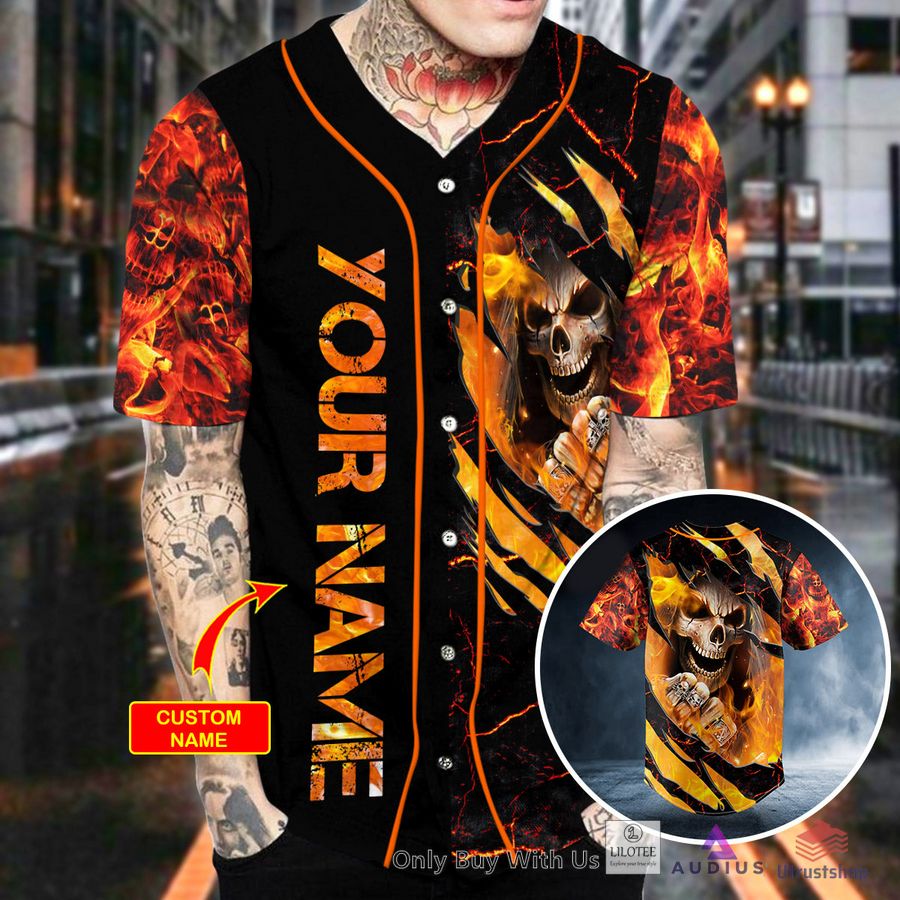 angry crack fire lava skull custom baseball jersey 2 61269