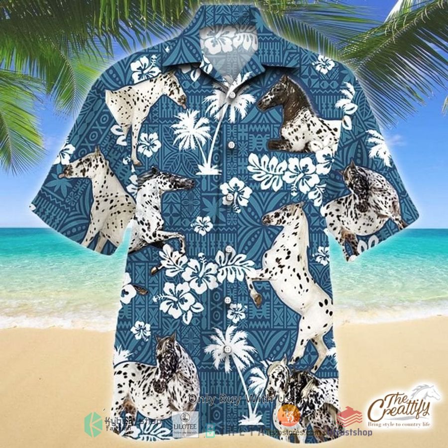 appaloosa horse blue tribal pattern hawaiian shirt 1 34834