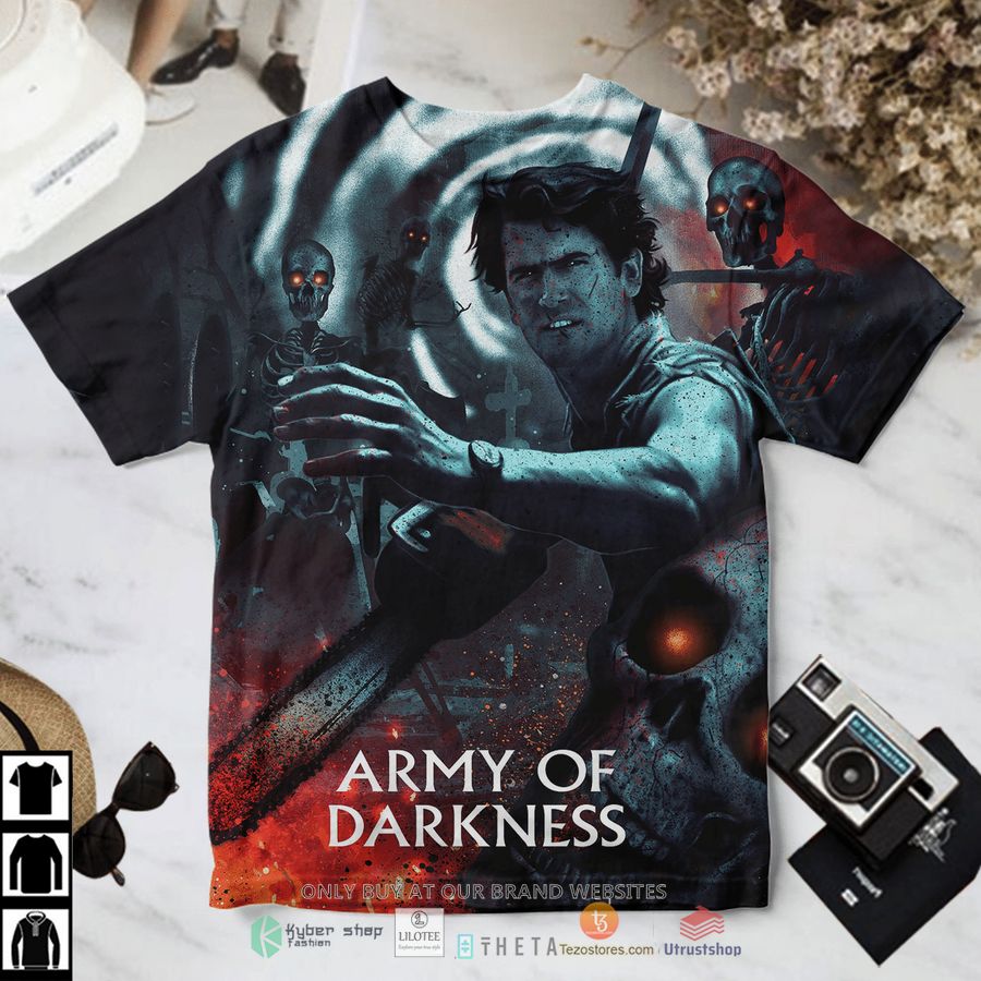 army of darkness ash williams vs skull army t shirt 1 90988
